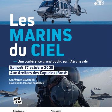 Affiche de la conférence les Marins du Ciel au musée pour l'Océan, 70.8, Octobre 2026 ©MarineNationale / Océanopolis